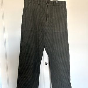 Prairie Underground cropped ankle worn 2x olive and navy strip high waisted